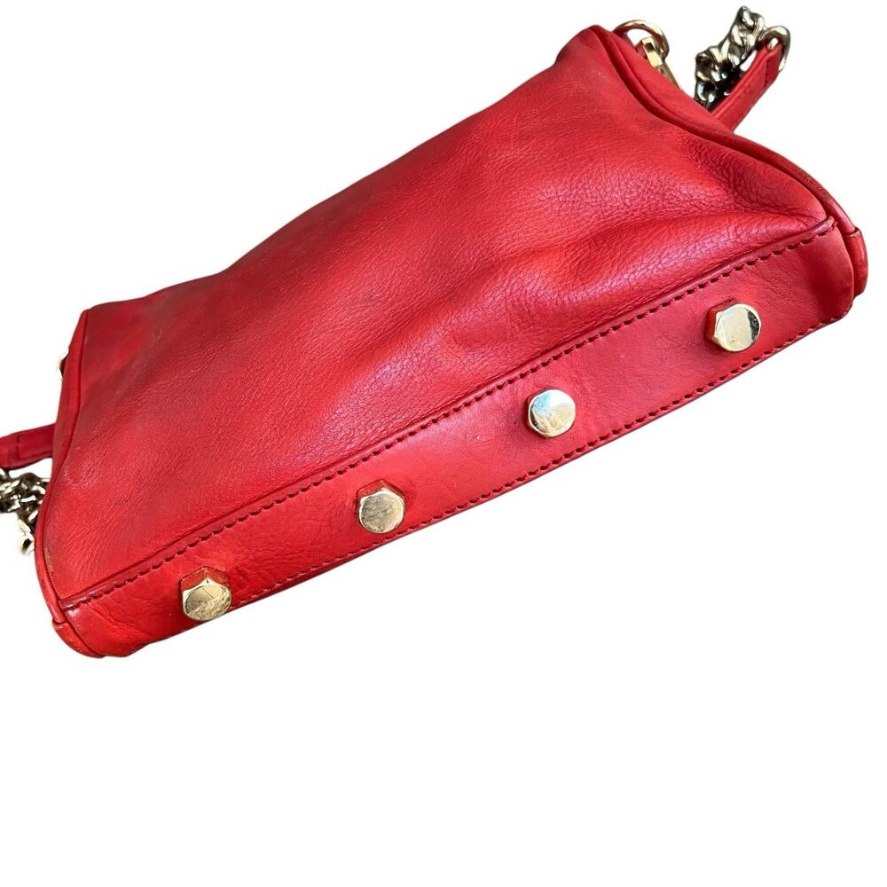 Rebecca Minkoff Orange Red Leather Crossbody Bag 4 Zipper Gold Chain Pockets - Picture 12 of 16